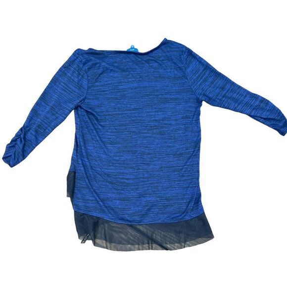 APT. 9 Blue & Black Blouse W/Mesh Lined Bottom Size Medium - Picture 2 of 4